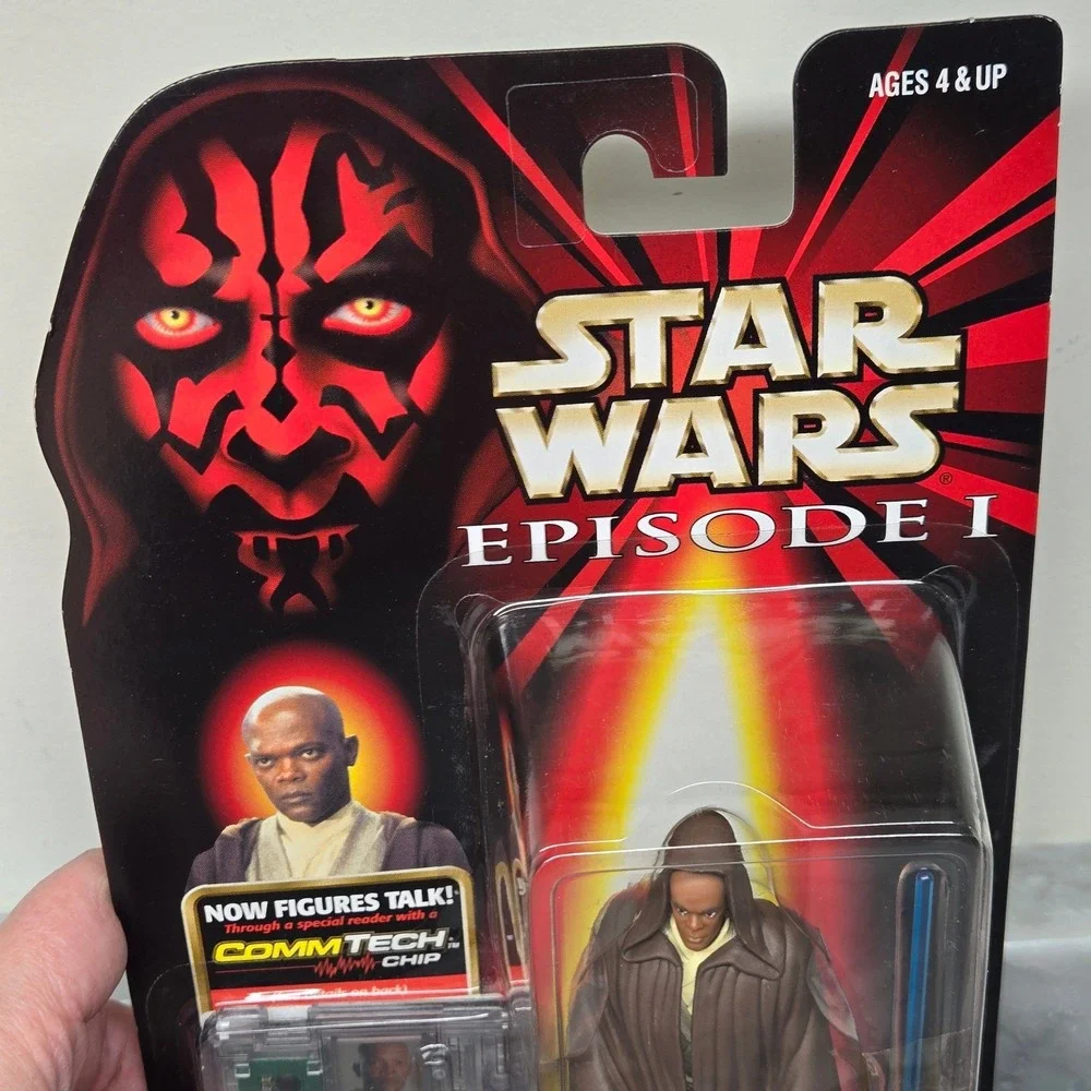 1998- Star Wars MACE WINDU JEDI Action Figure Hasbro Episode I w/ Commtech Chip